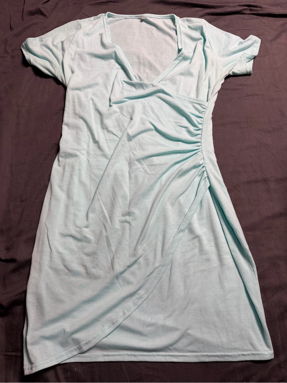 Ruched Side Wrap Midi Dress in Mint Green